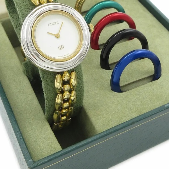 Vintage Gucci 14k Gold Plated Watch Set with Bezels